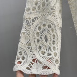 Hollow out perspective design cashew nut loose long sleeve Hand Crocheted sweater