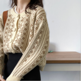 Custom jacquard cardigan sweater inlaid versatile clothing women's wear
